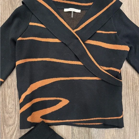 Black & Orange Abstract Stripe Skirt Set — Coordinated Two-Piece - Picture 2 of 4